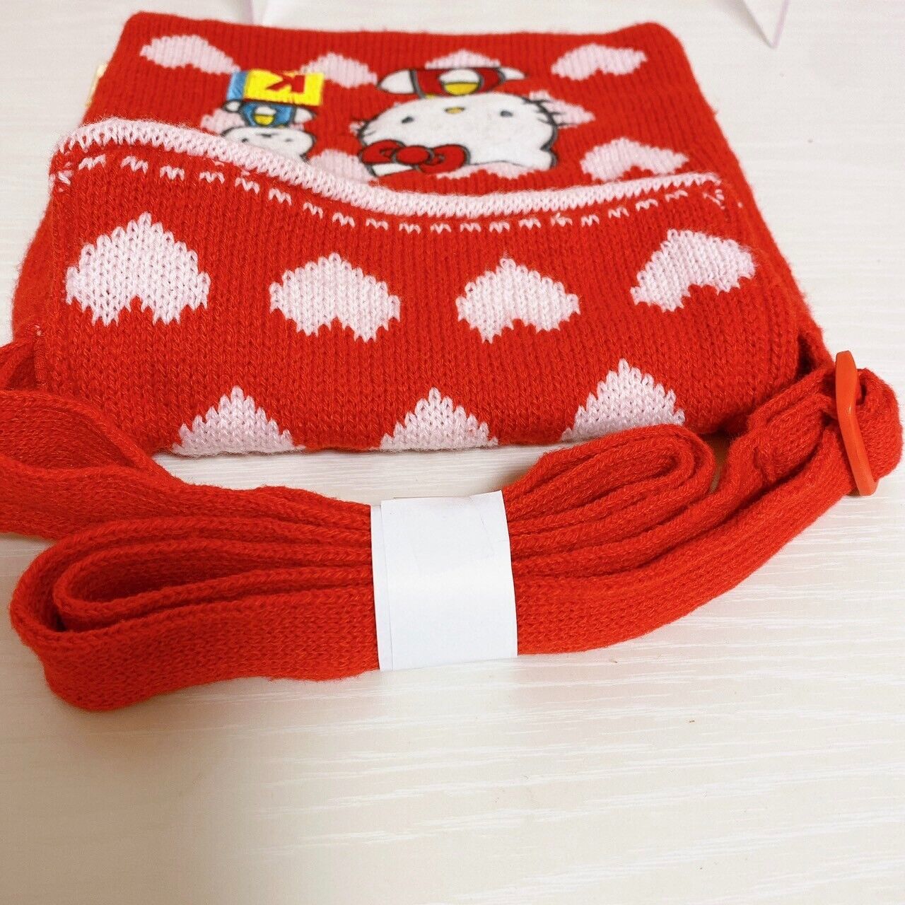 Sanrio Hello Kitty Knit Shoulder Bag Pouch Red Cat Rabbit Heart Kawaii Character