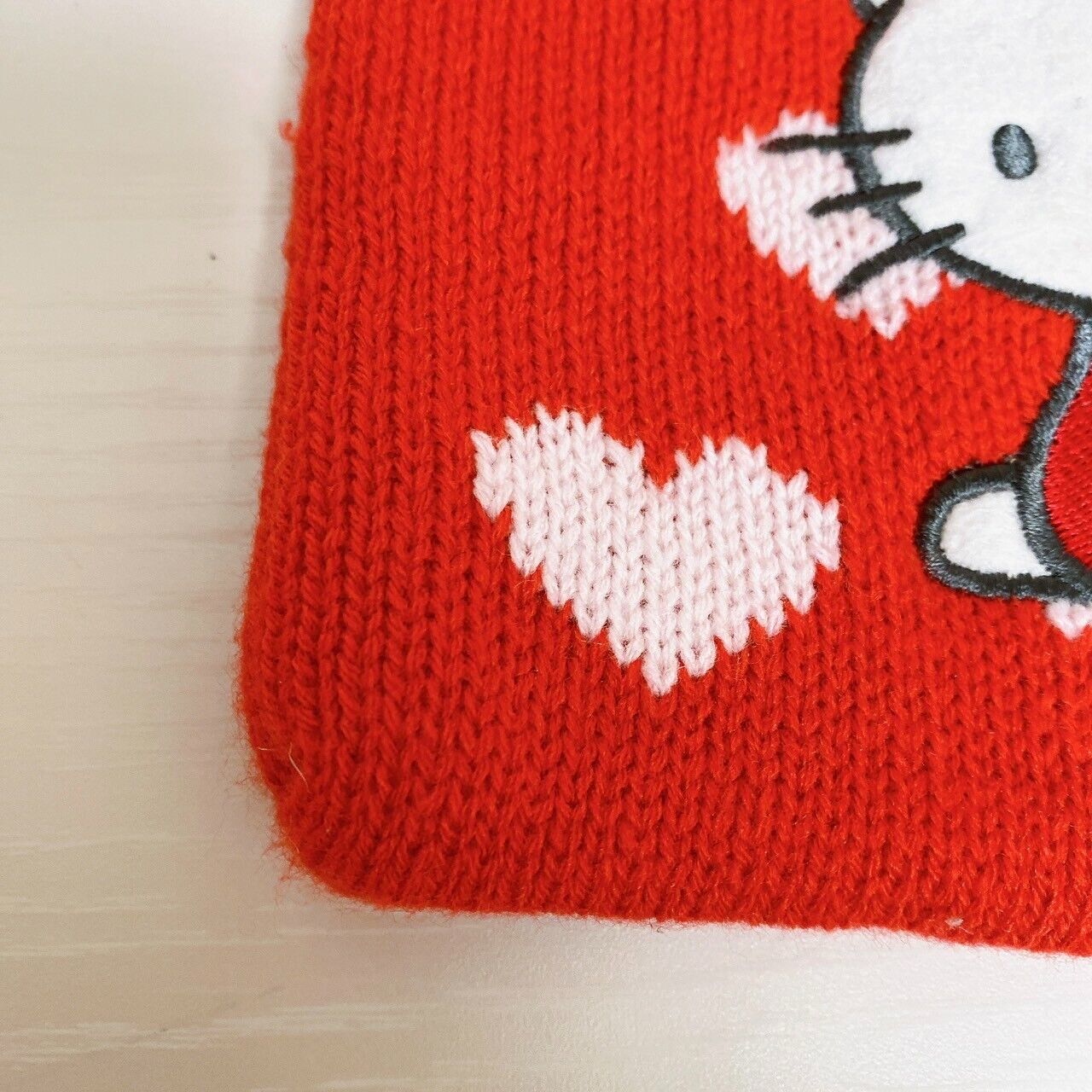 Sanrio Hello Kitty Knit Shoulder Bag Pouch Red Cat Rabbit Heart Kawaii Character