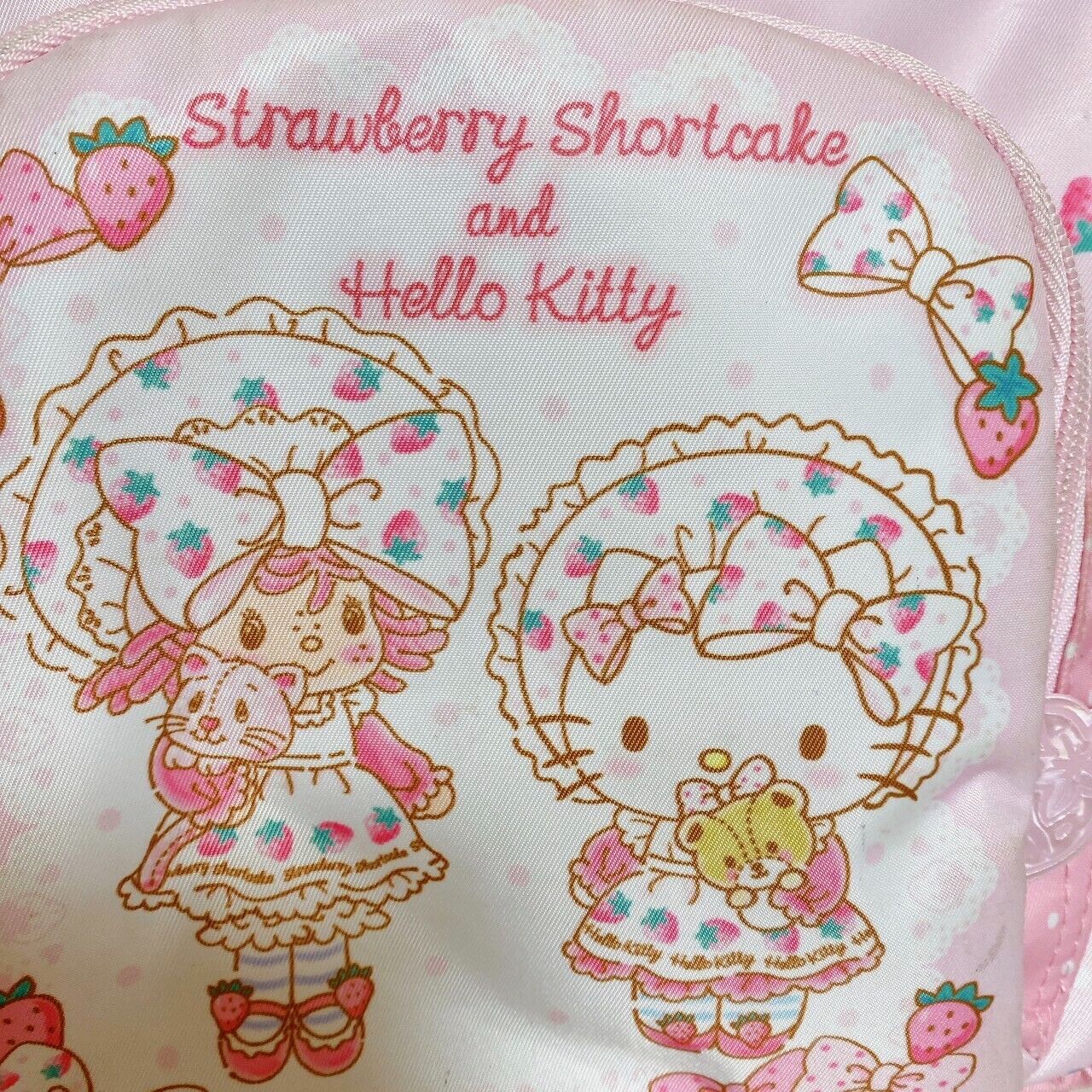 Sanrio Hello Kitty Strawberry Shortcake Backpack School Bag Pink Ribbon Kawaii