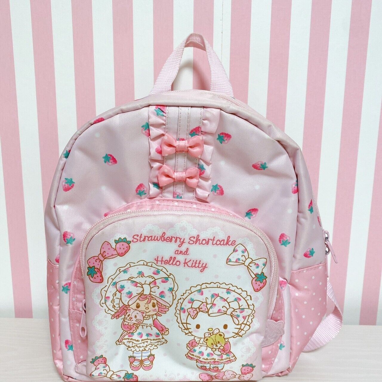 Sanrio Hello Kitty Strawberry Shortcake Backpack School Bag Pink Ribbon Kawaii