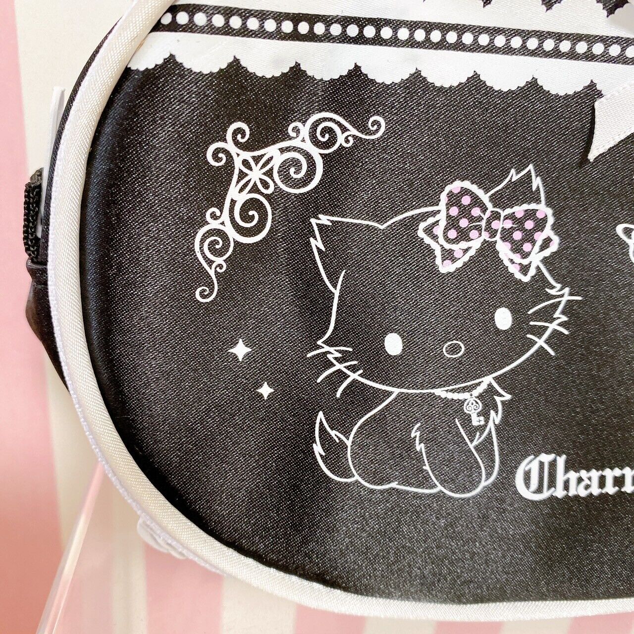 Sanrio Charmmy Charmy Kitty Pouch Black Ribbon Cat Frill Kawaii Character Rare