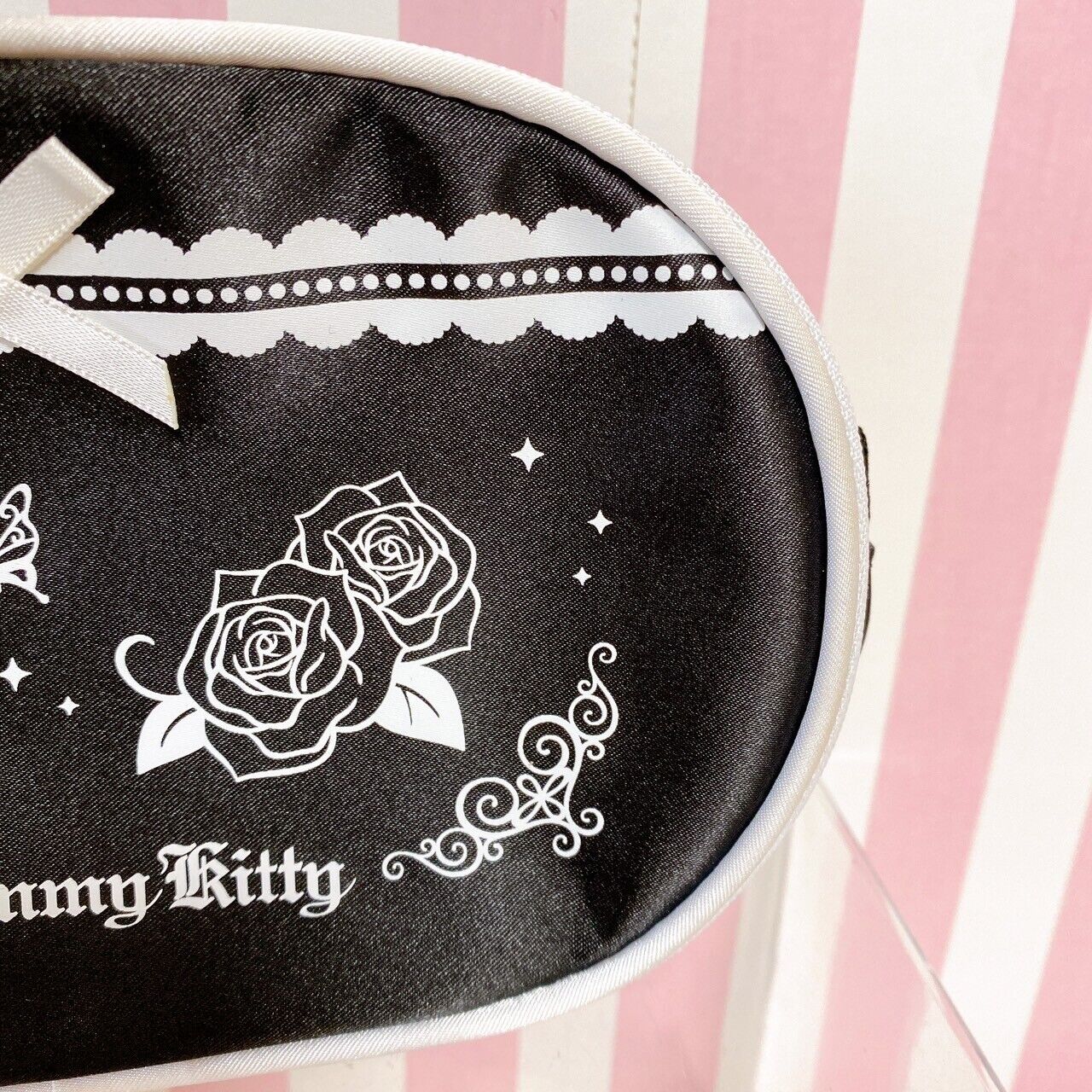 Sanrio Charmmy Charmy Kitty Pouch Black Ribbon Cat Frill Kawaii Character Rare