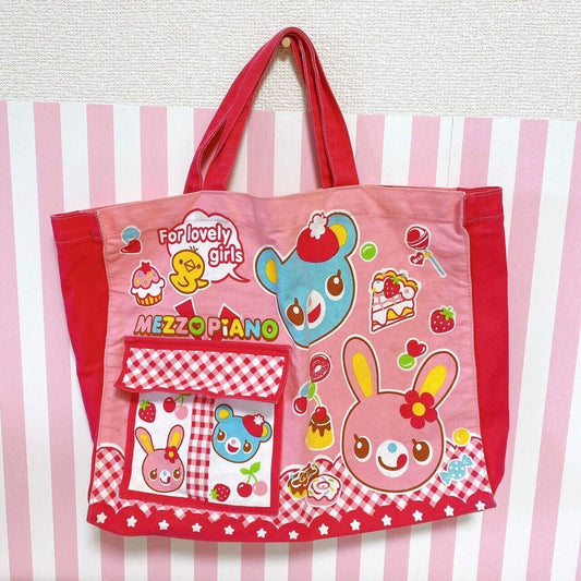 Mezzo Piano Lesson Tote Bag Red Mimi Popo Sweets Pocket Character Kawaii Rare