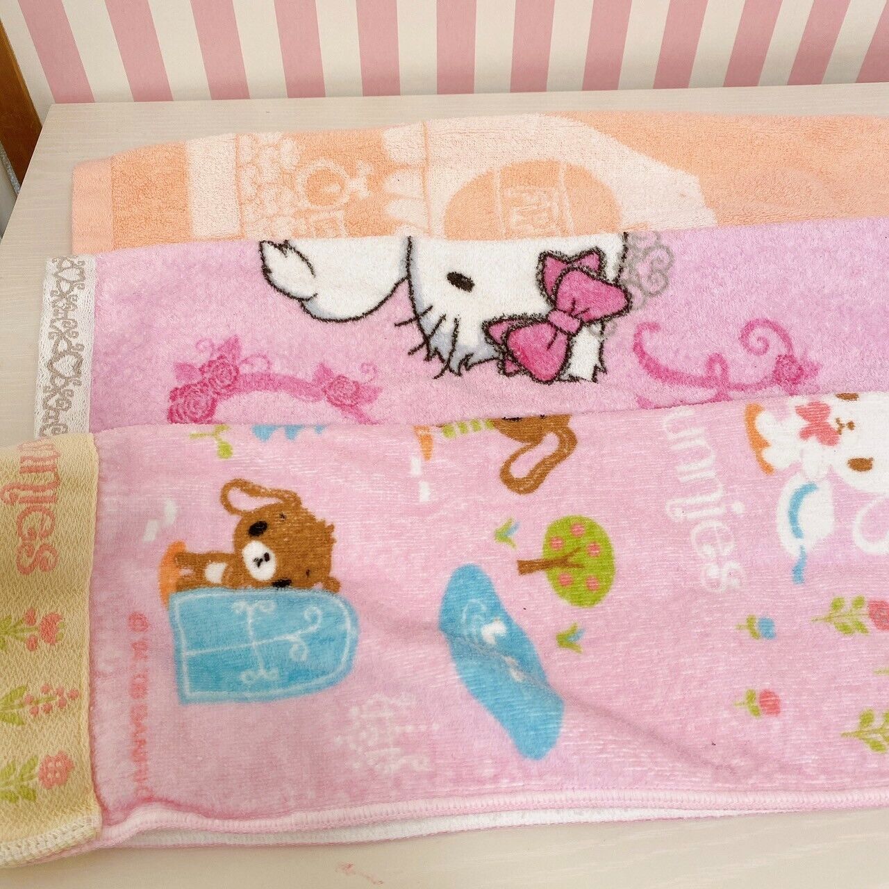 Sanrio Charmmy Charmy Kitty Hello Kitty Sugar Bunnies Face Towel 3 Set Pink Rare