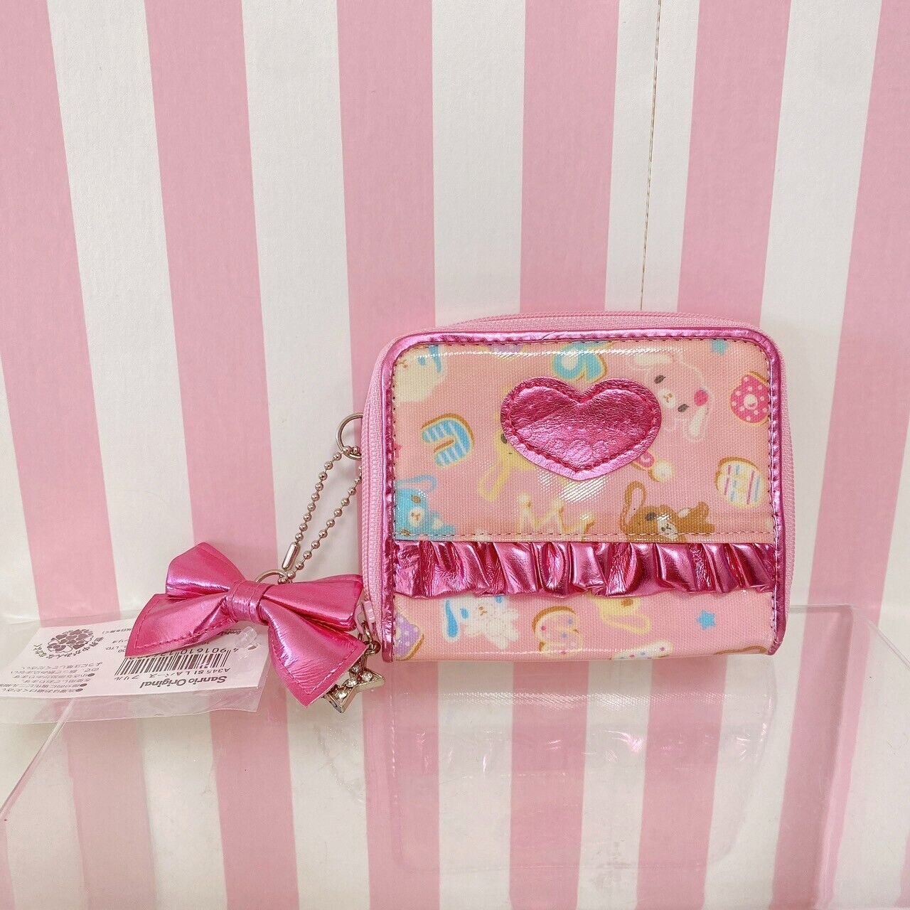 Sanrio Sugar Bunnies Wallet Coin Case Folding Pink Frill Heart Kawaii Character