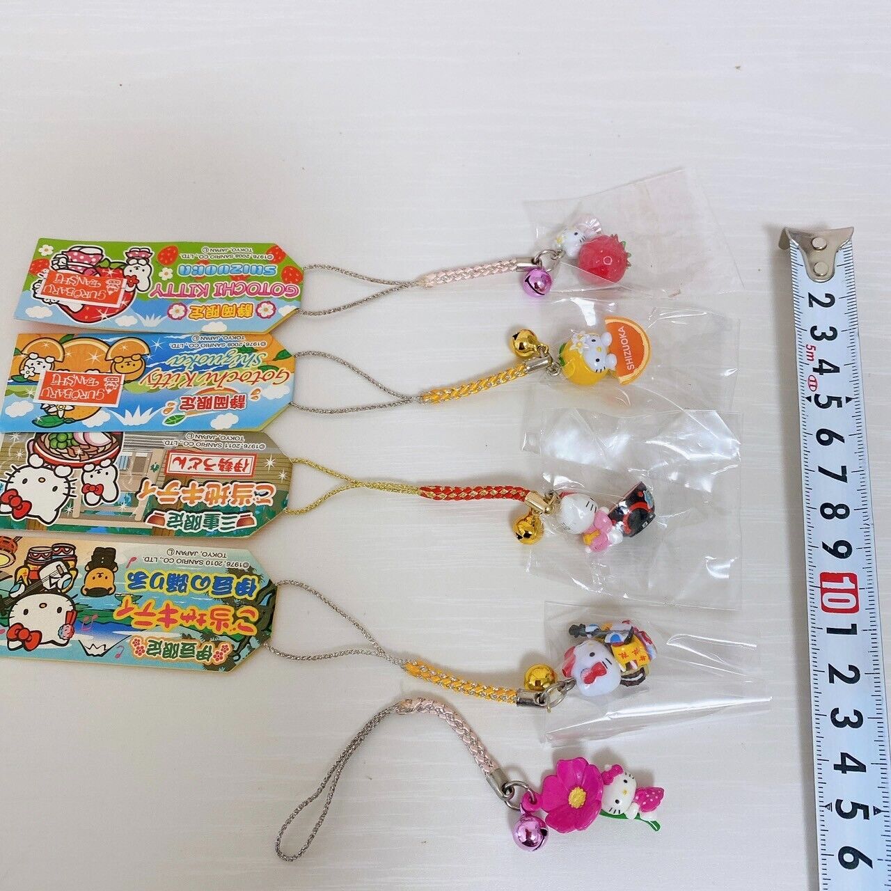 Sanrio Hello Kitty Gotochi Keyring Keychain 5 Set  Mini Mascot Strawberry Udon