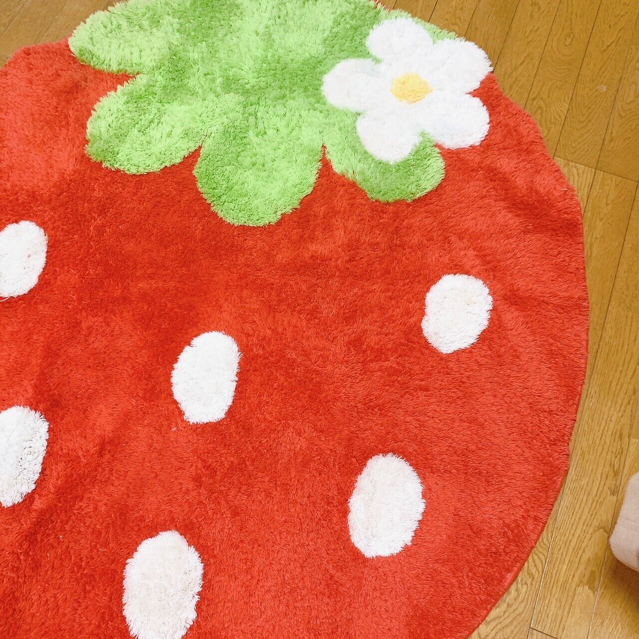 Mother Garden Rug Mat Big Strawberry Red Flower White Green Kawaii Cute Rare