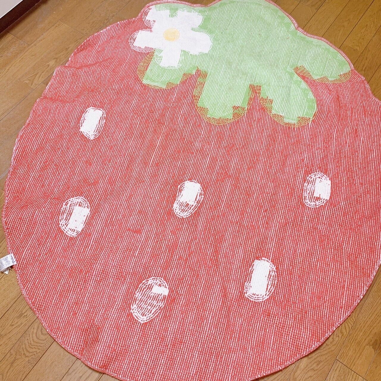 Mother Garden Rug Mat Big Strawberry Red Flower White Green Kawaii Cute Rare