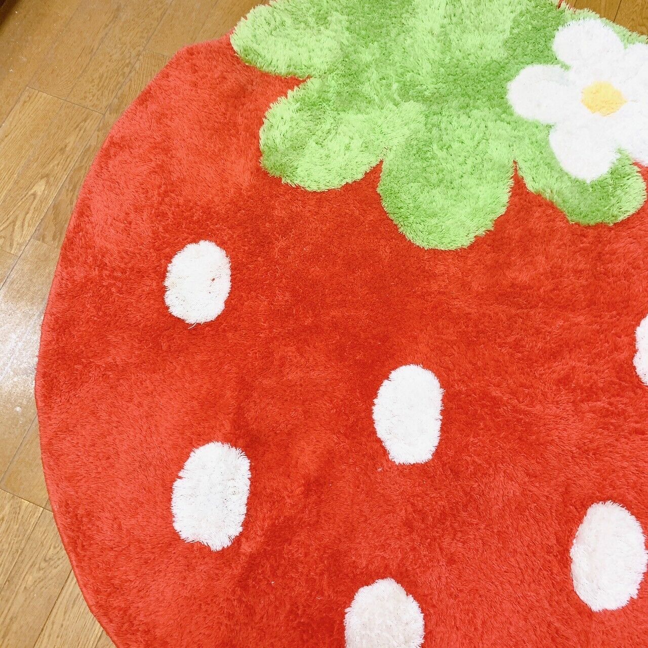 Mother Garden Rug Mat Big Strawberry Red Flower White Green Kawaii Cute Rare