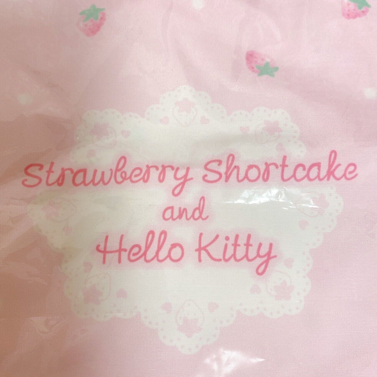 Sanrio Strawberry Shortcake Hello Kitty Drawstring Bag Purse Pouch Pink Ribbon