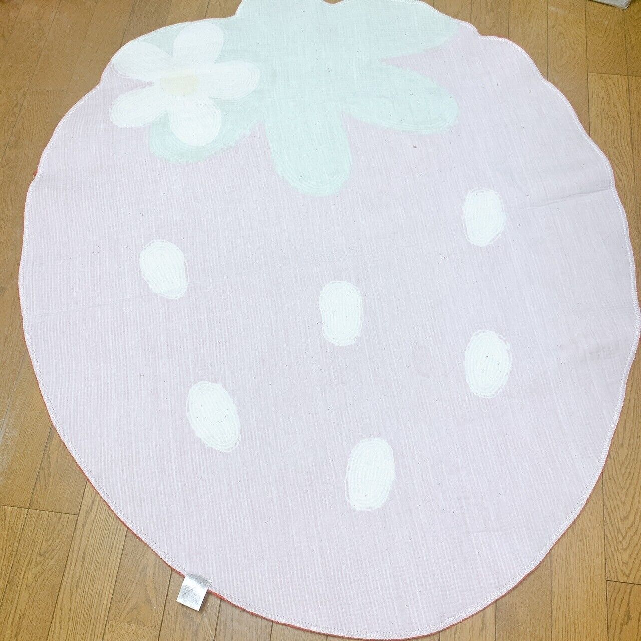 Mother Garden Rug Mat Big Strawberry Red Flower White Green Stem Kawaii Rare