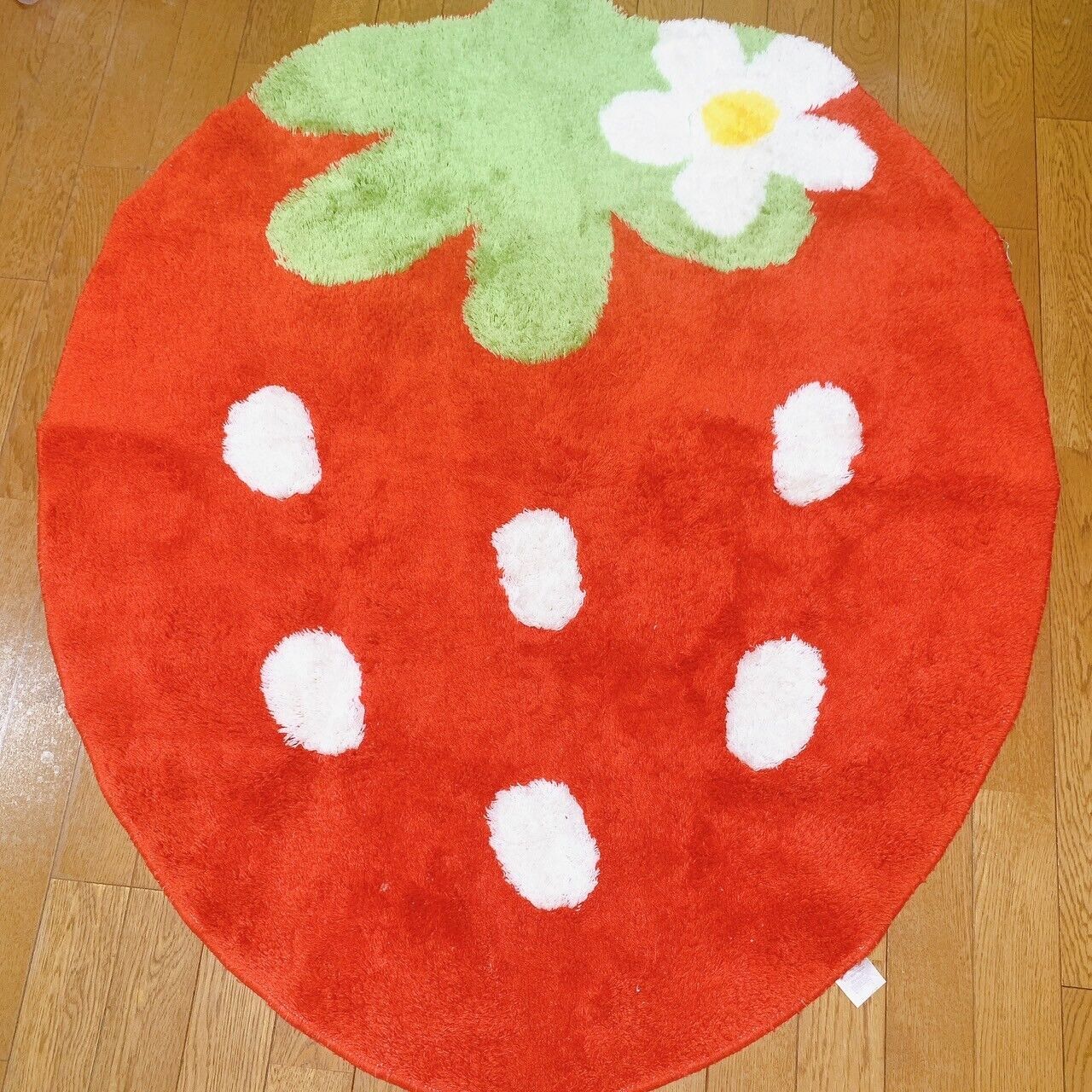 Mother Garden Rug Mat Big Strawberry Red Flower White Green Stem Kawaii Rare