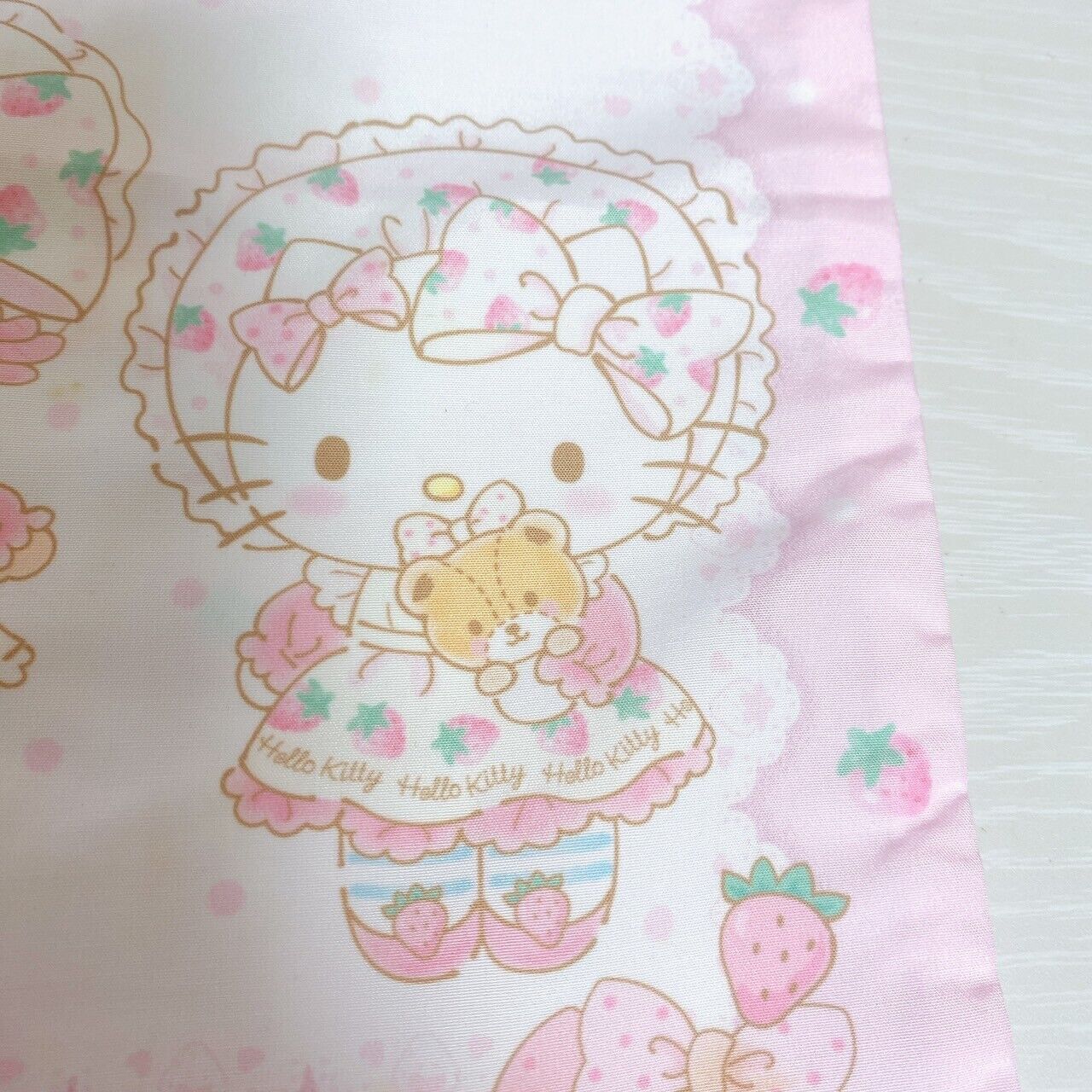 Sanrio Strawberry Shortcake Hello Kitty Drawstring Bag Purse Pouch Ribbon Pink