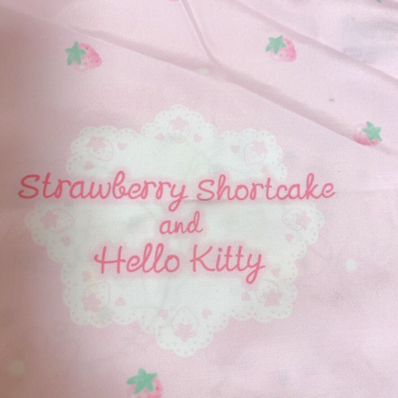 Sanrio Strawberry Shortcake Hello Kitty Drawstring Bag Purse Pouch Ribbon Pink