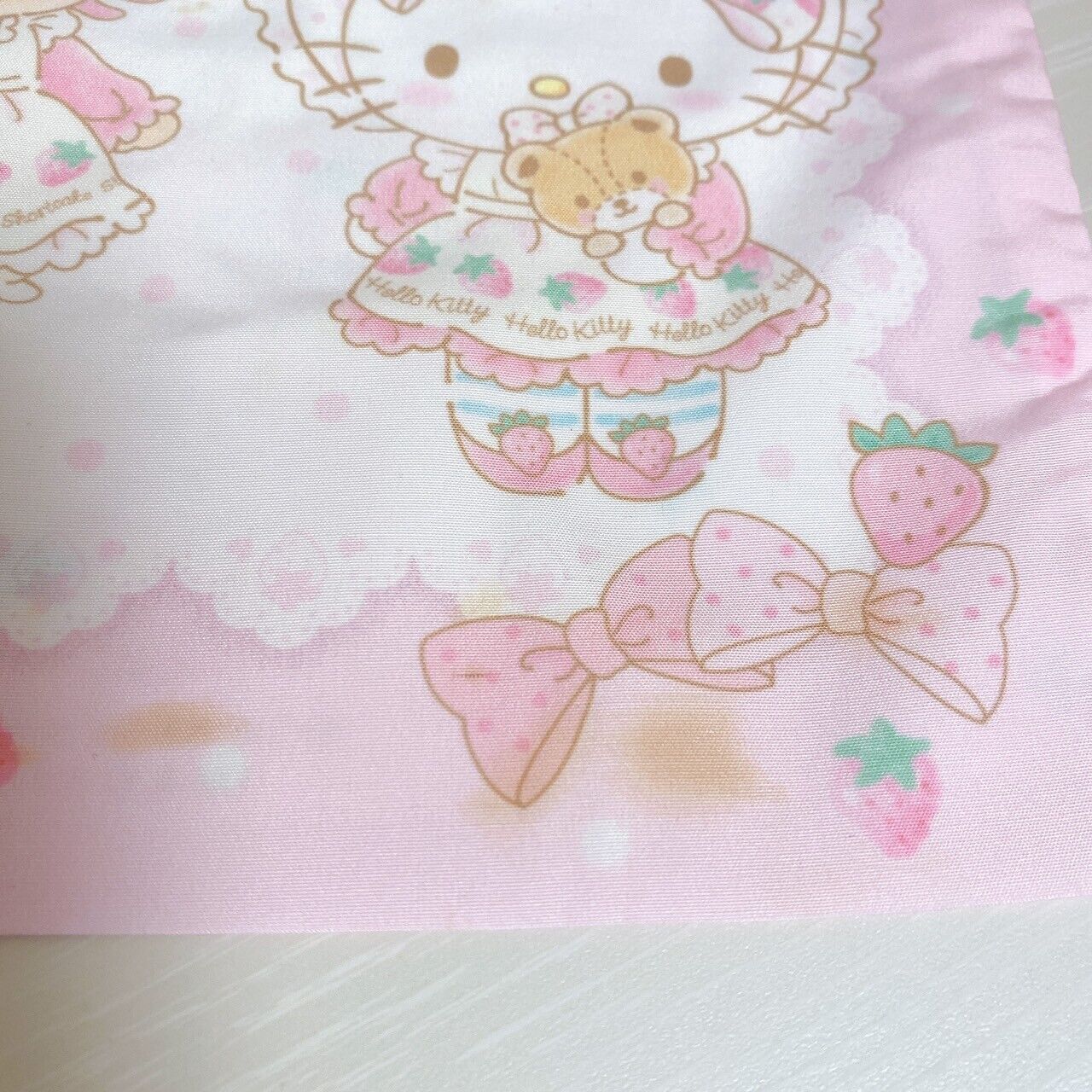 Sanrio Strawberry Shortcake Hello Kitty Drawstring Bag Purse Pouch Ribbon Pink