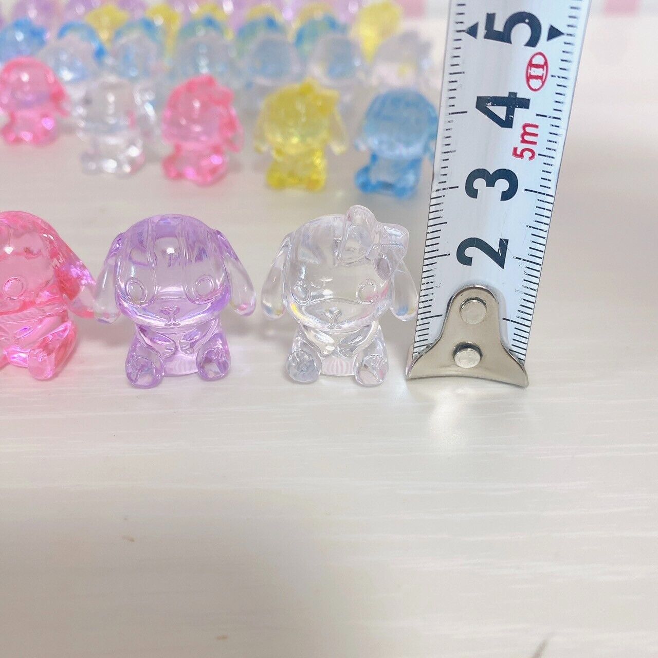 Poteusa Loppy Acrylic Stone Lop Eared Rabbit Colorful Transparent Pink Yellow