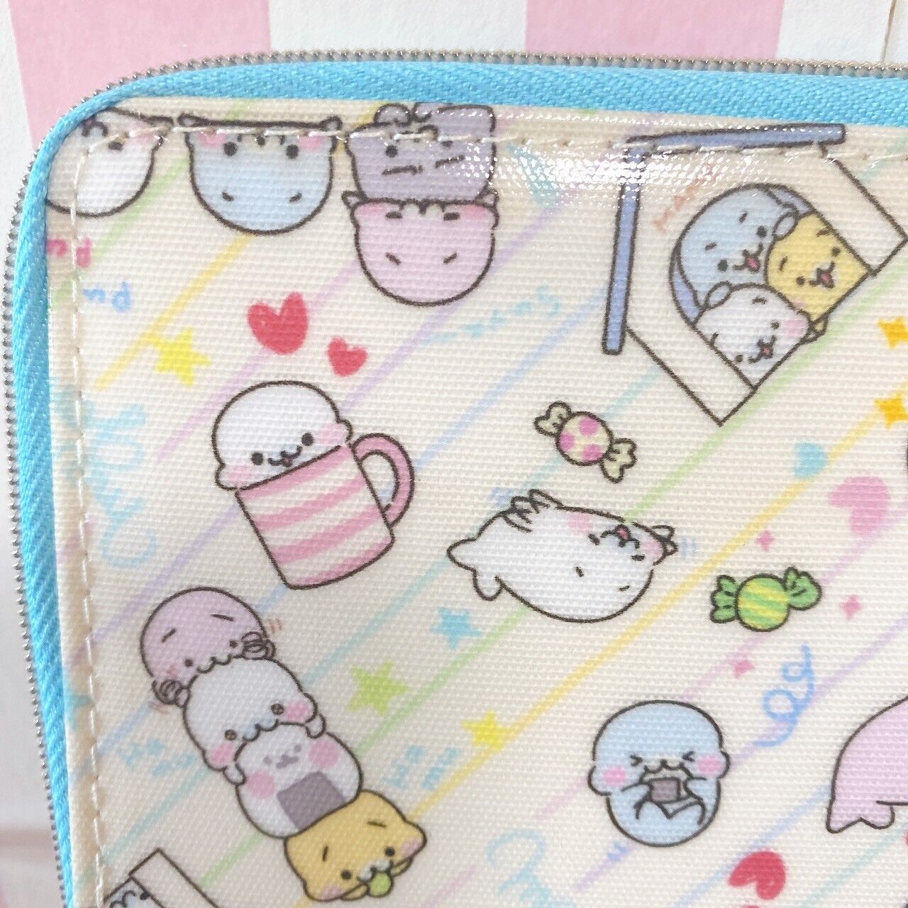 San-X Mamegoma Wallet Coin Case Purse Mini Light Blue Kawaii Character Rare