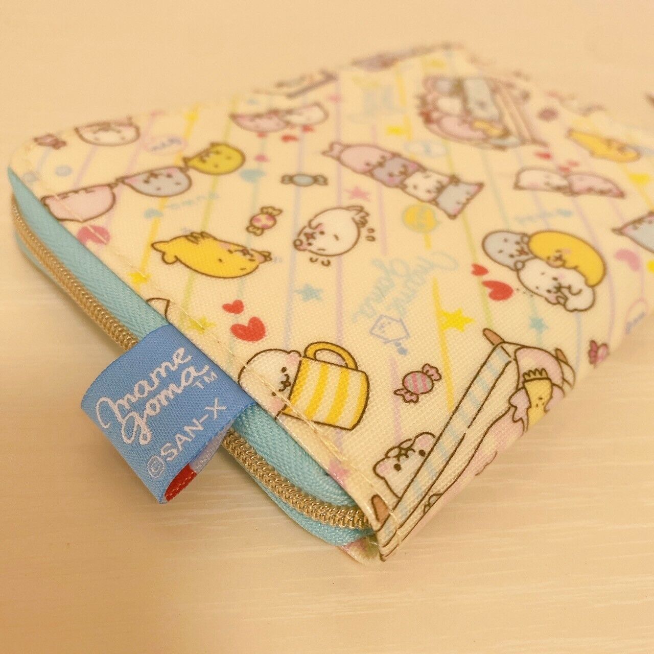 San-X Mamegoma Wallet Coin Case Purse Mini Light Blue Kawaii Character Rare