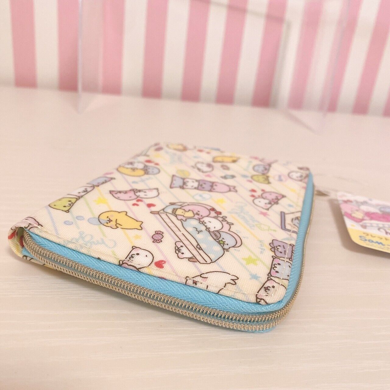 San-X Mamegoma Wallet Coin Case Purse Mini Light Blue Kawaii Character Rare