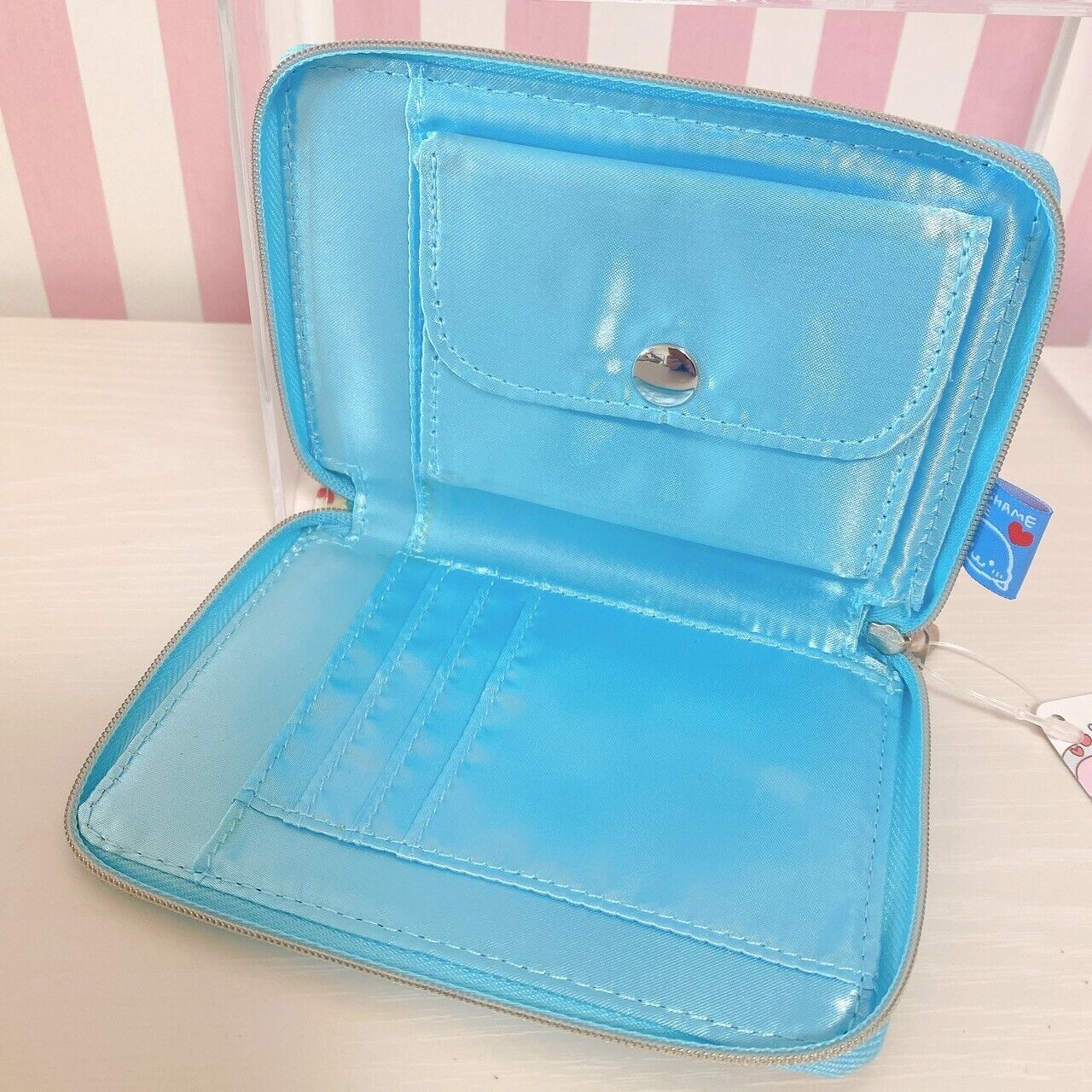 San-X Mamegoma Wallet Coin Case Purse Mini Light Blue Kawaii Character Rare