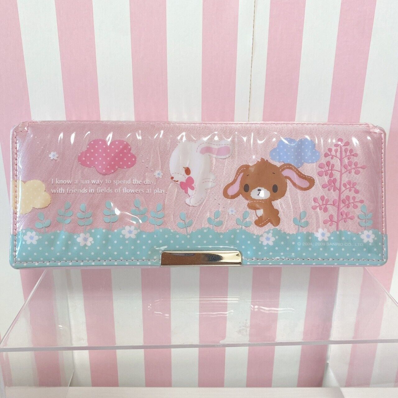 Sanrio Sugar Bunnies Pencil Case Poach Stationery Pink Shirousa Kurousa Bicycle