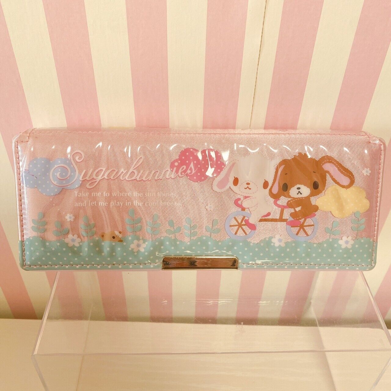 Sanrio Sugar Bunnies Pencil Case Poach Stationery Pink Shirousa Kurousa Bicycle