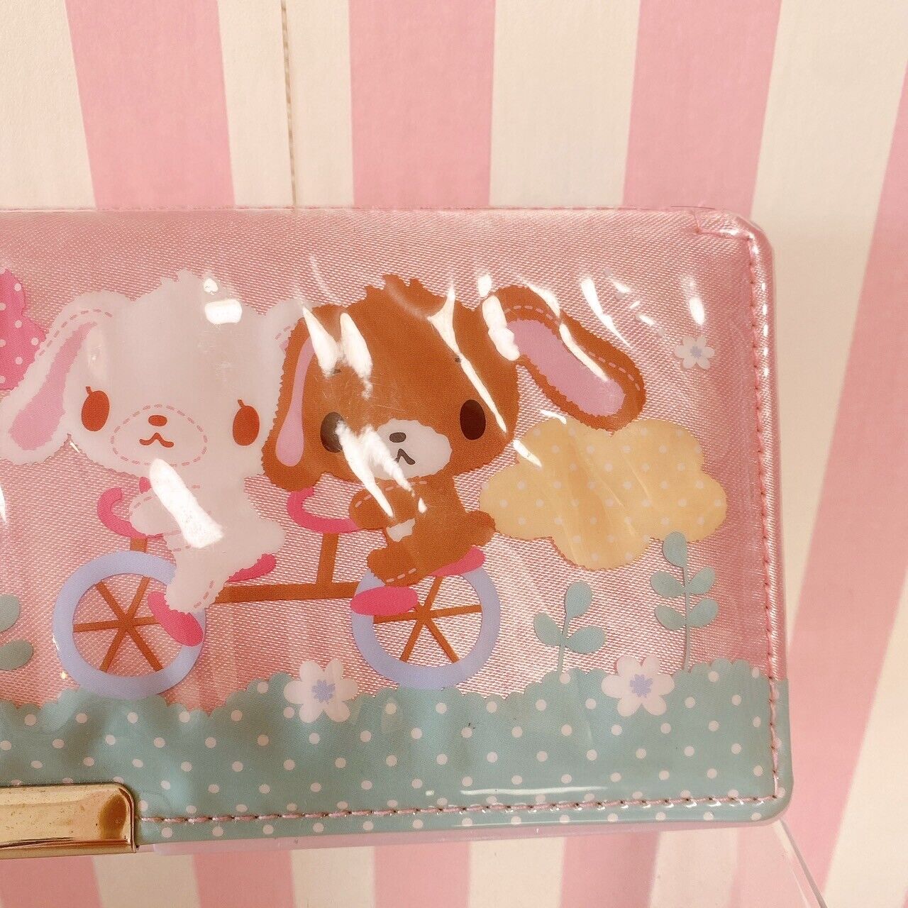 Sanrio Sugar Bunnies Pencil Case Poach Stationery Pink Shirousa Kurousa Bicycle