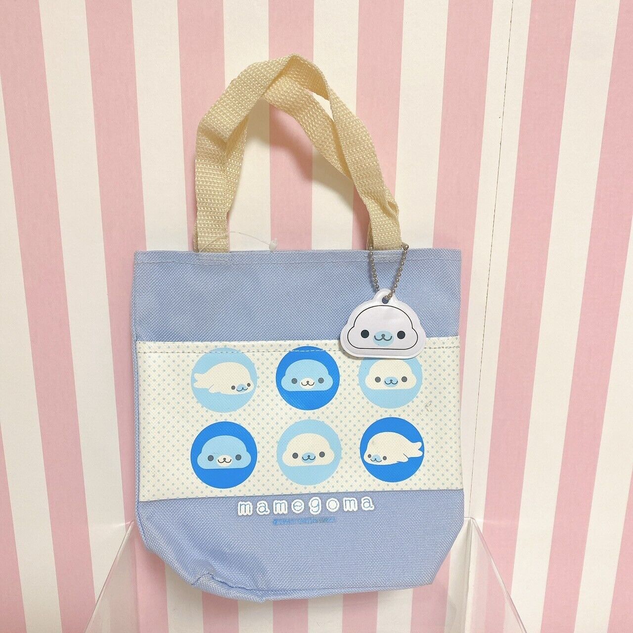 San-X Mamegoma Blue Tote Bag Mini  Keychain Characters Phocidae Kawaii Rare