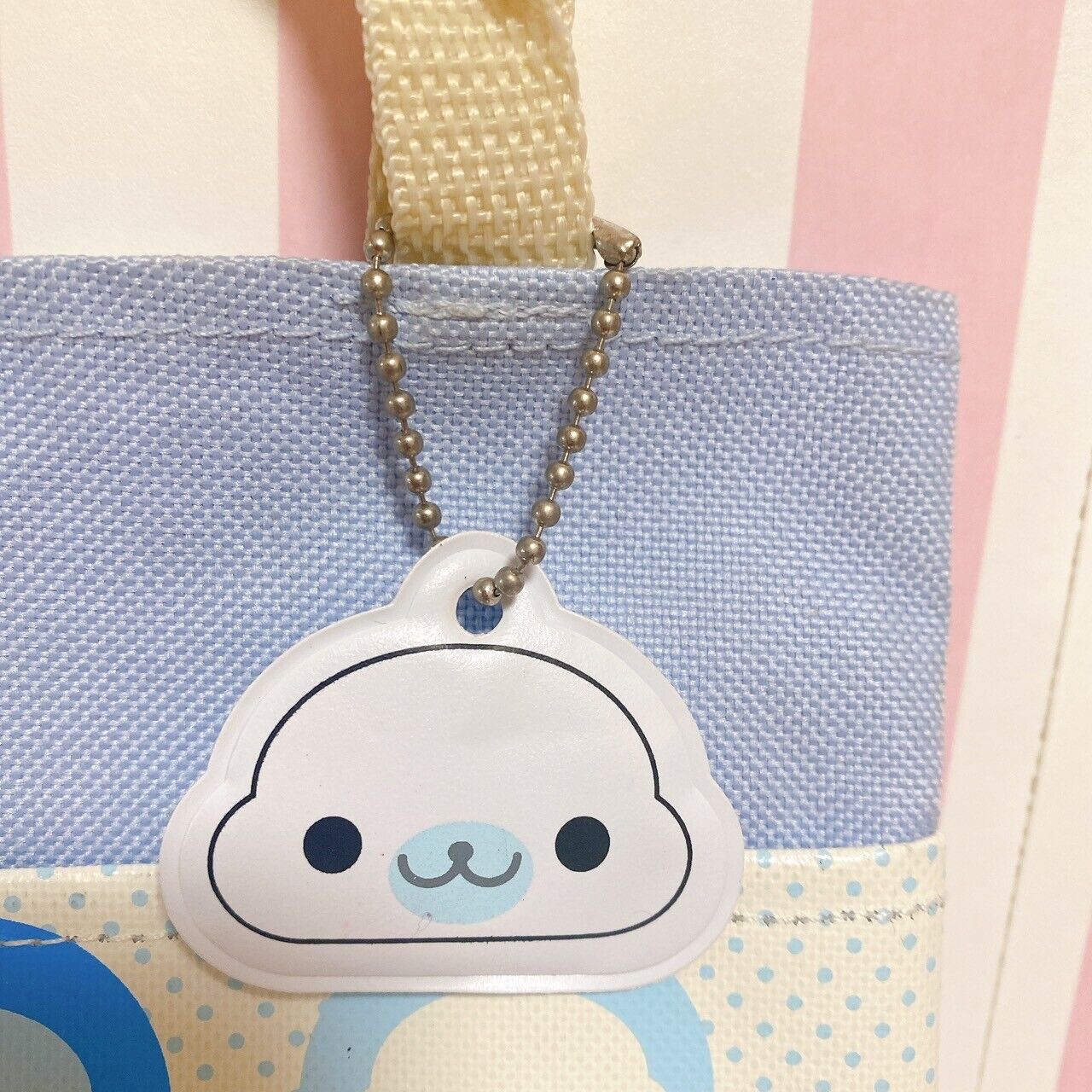 San-X Mamegoma Blue Tote Bag Mini  Keychain Characters Phocidae Kawaii Rare