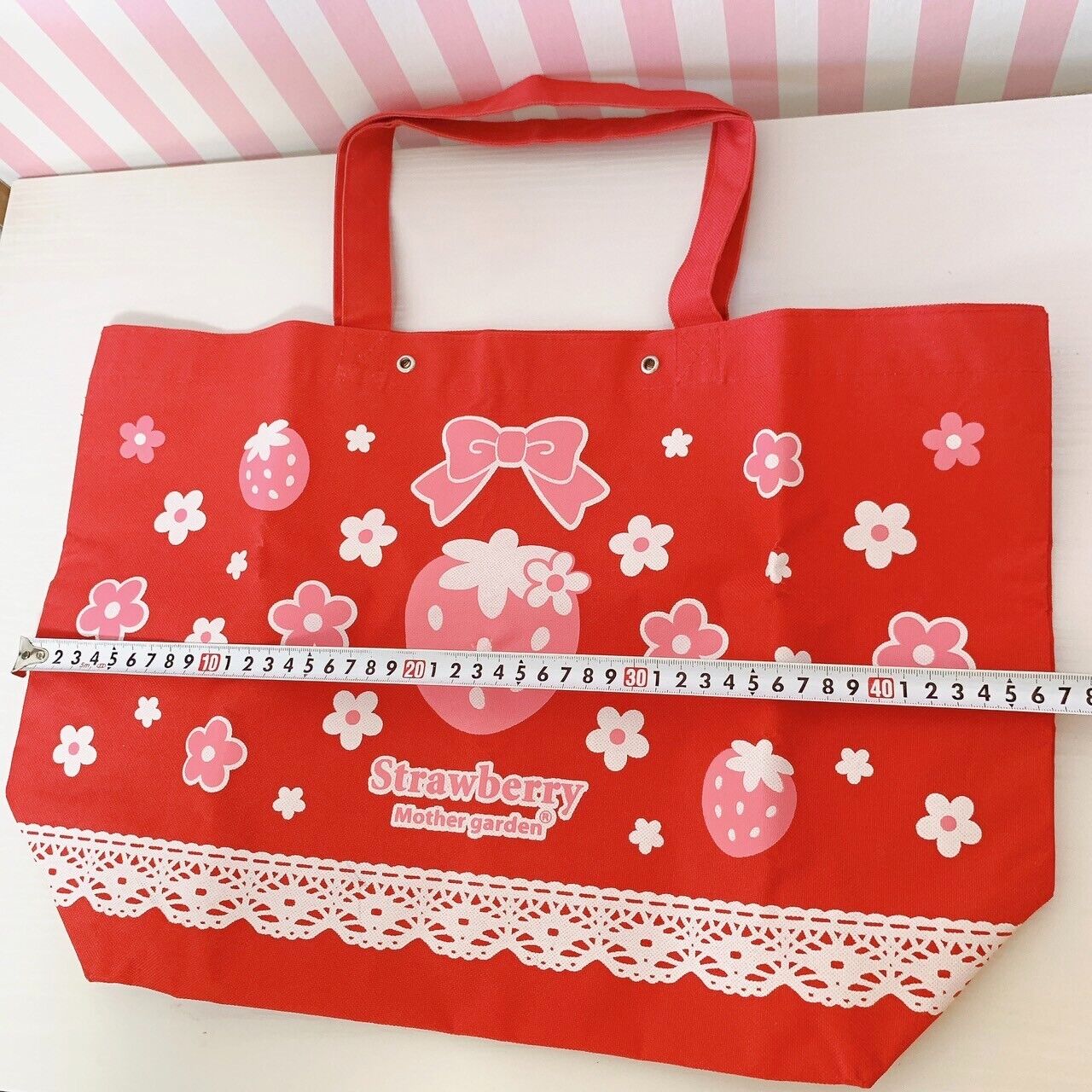 Mother Garden Tote Bag Shoulder Bag Mini Note Sticker 4 Set Strawberry Red Pink