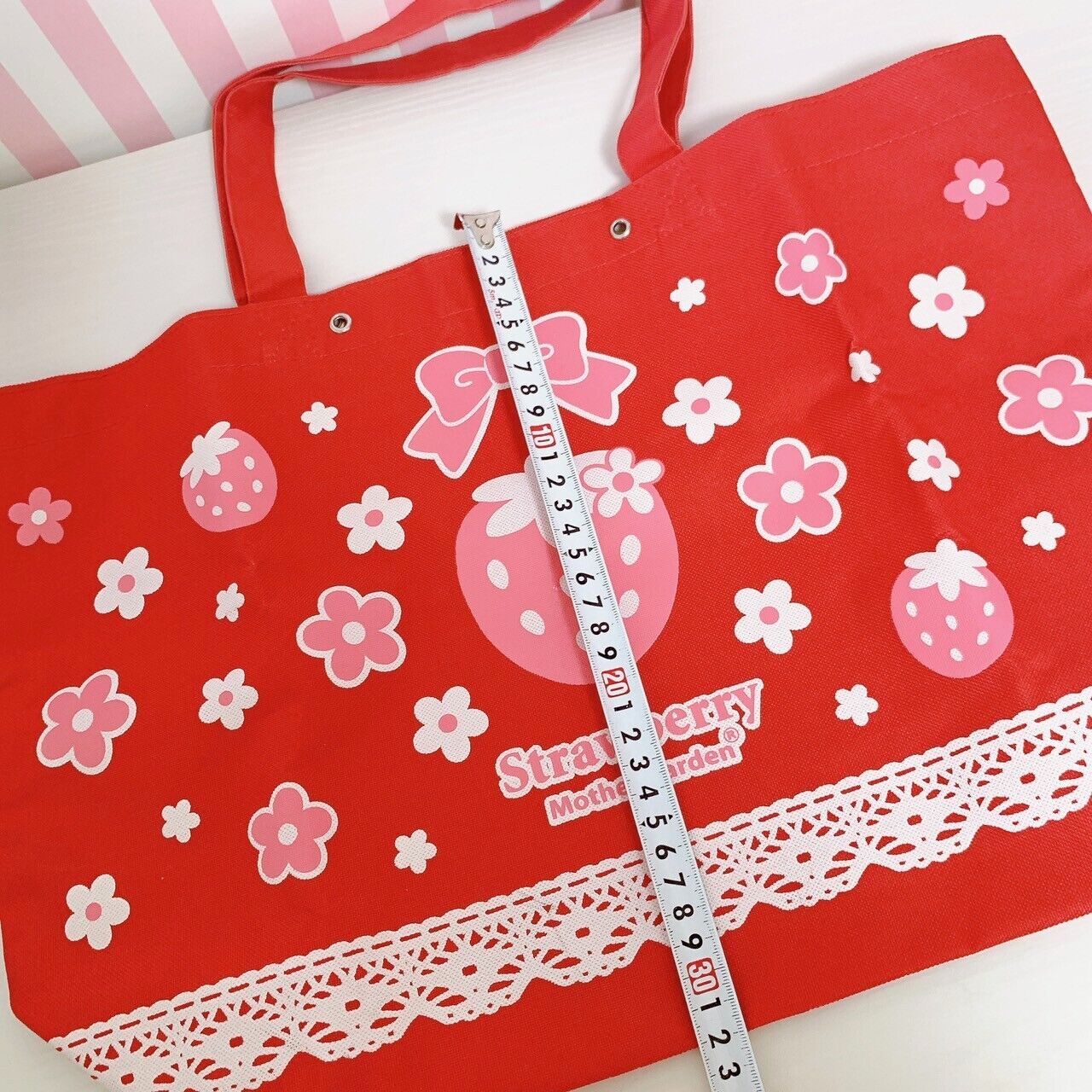 Mother Garden Tote Bag Shoulder Bag Mini Note Sticker 4 Set Strawberry Red Pink