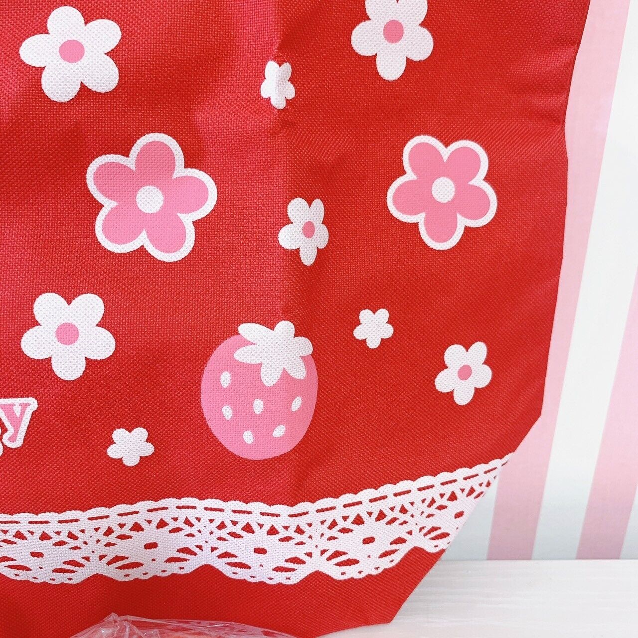 Mother Garden Tote Bag Shoulder Bag Mini Note Sticker 4 Set Strawberry Red Pink