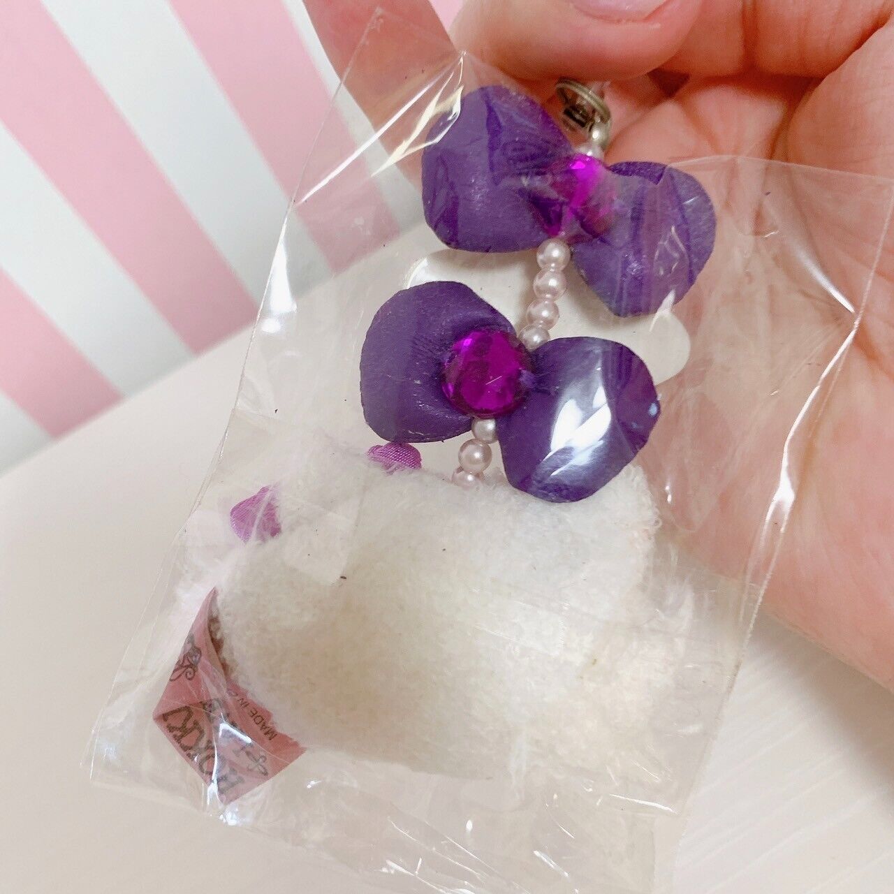 Sanrio Charmmy Charmy Kitty Strap Hokkaido Limited Lavender Purple Ribbon Rare