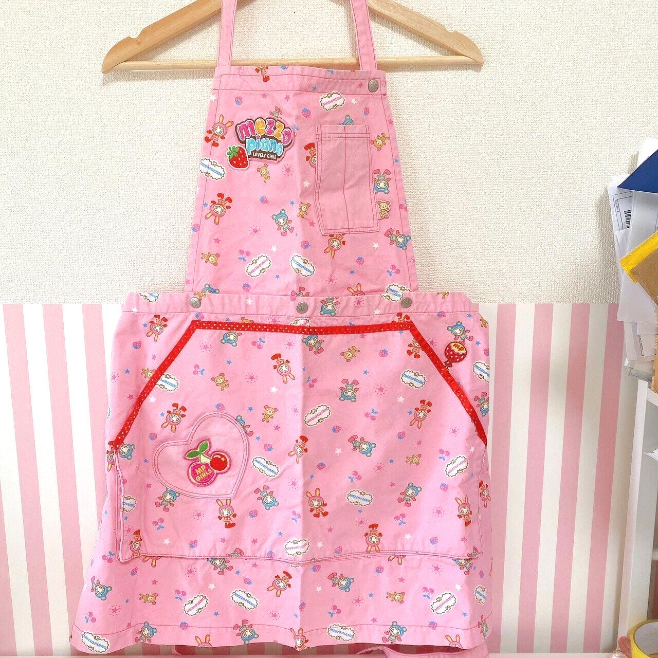 Mezzo Piano Apron 130 Pink Cherry Strawberry Berrie Chan Kids Kawaii Character