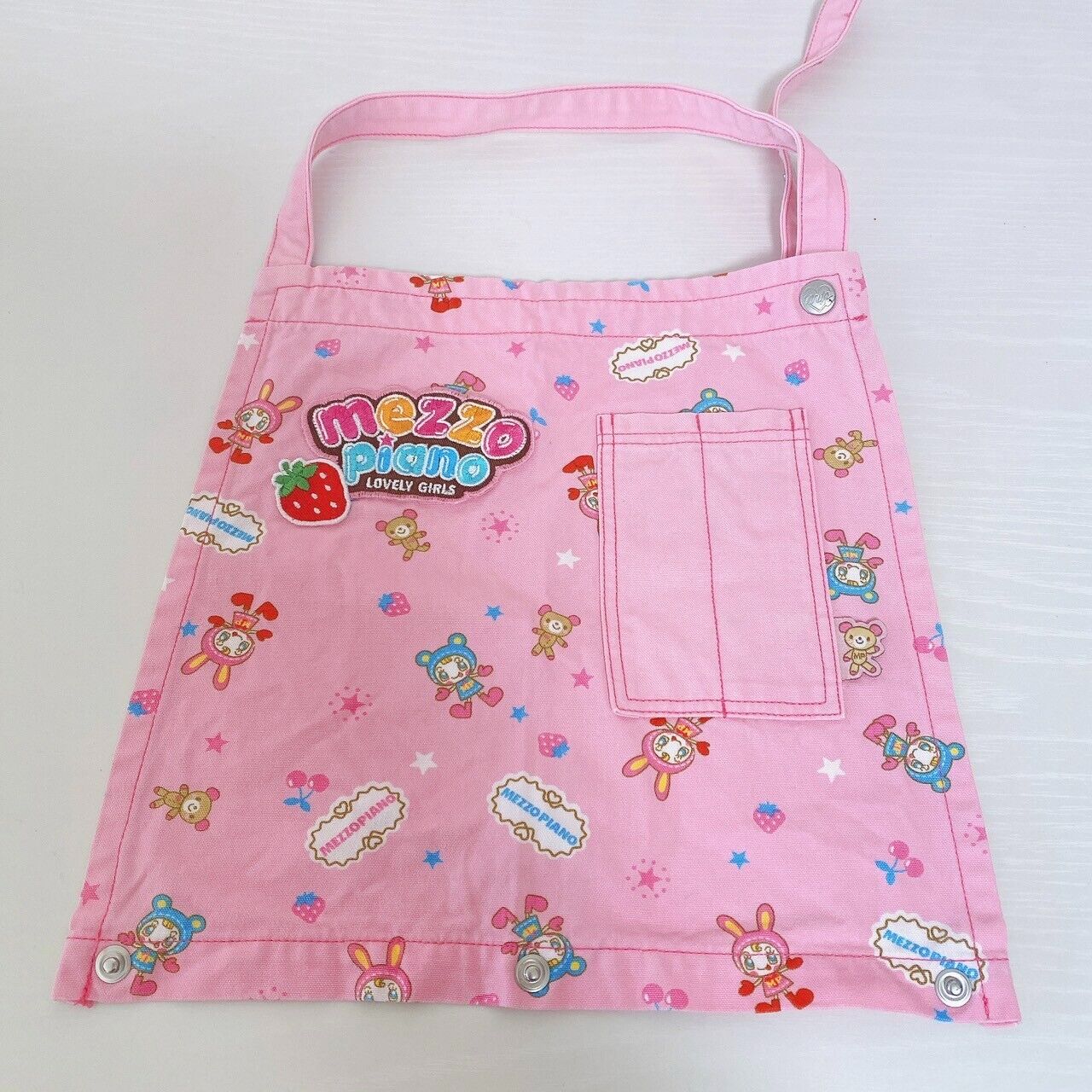 Mezzo Piano Apron 130 Pink Cherry Strawberry Berrie Chan Kids Kawaii Character