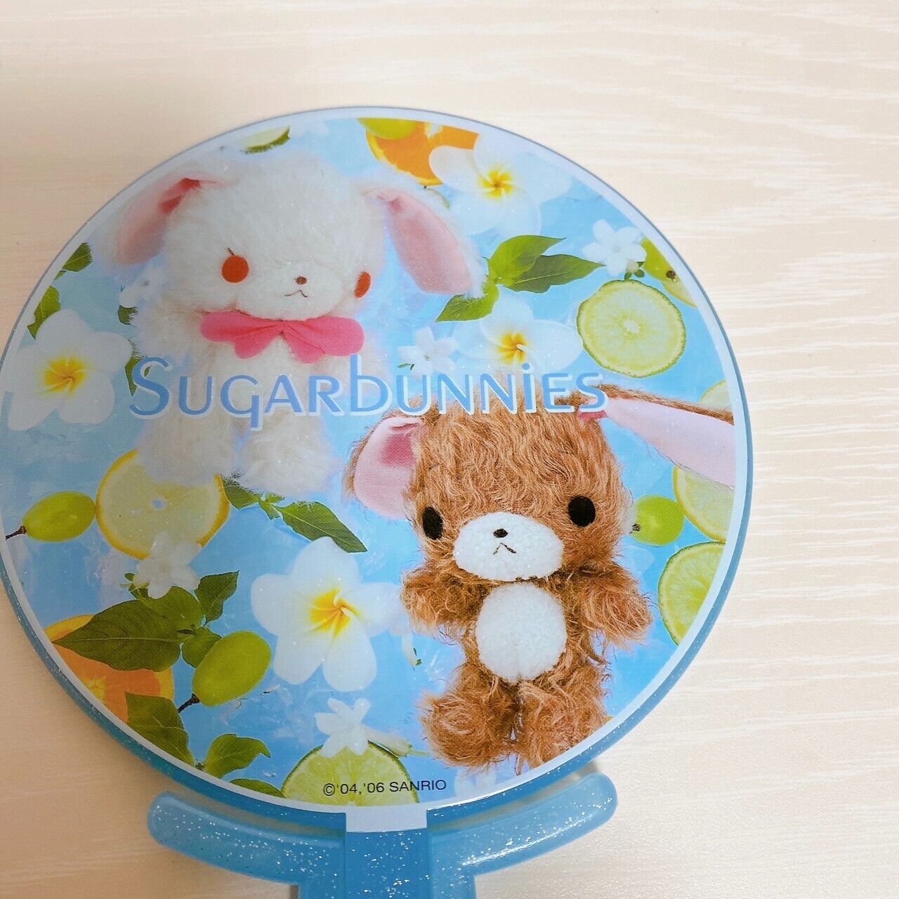 Sanrio Sugar Bunnies Hand Mirror Carrying Shirousa Kurousa Light Blue Girl Kids