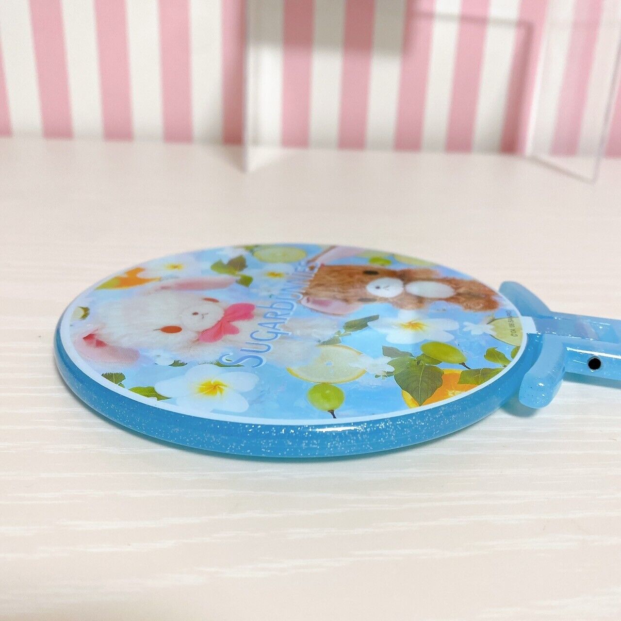 Sanrio Sugar Bunnies Hand Mirror Carrying Shirousa Kurousa Light Blue Girl Kids