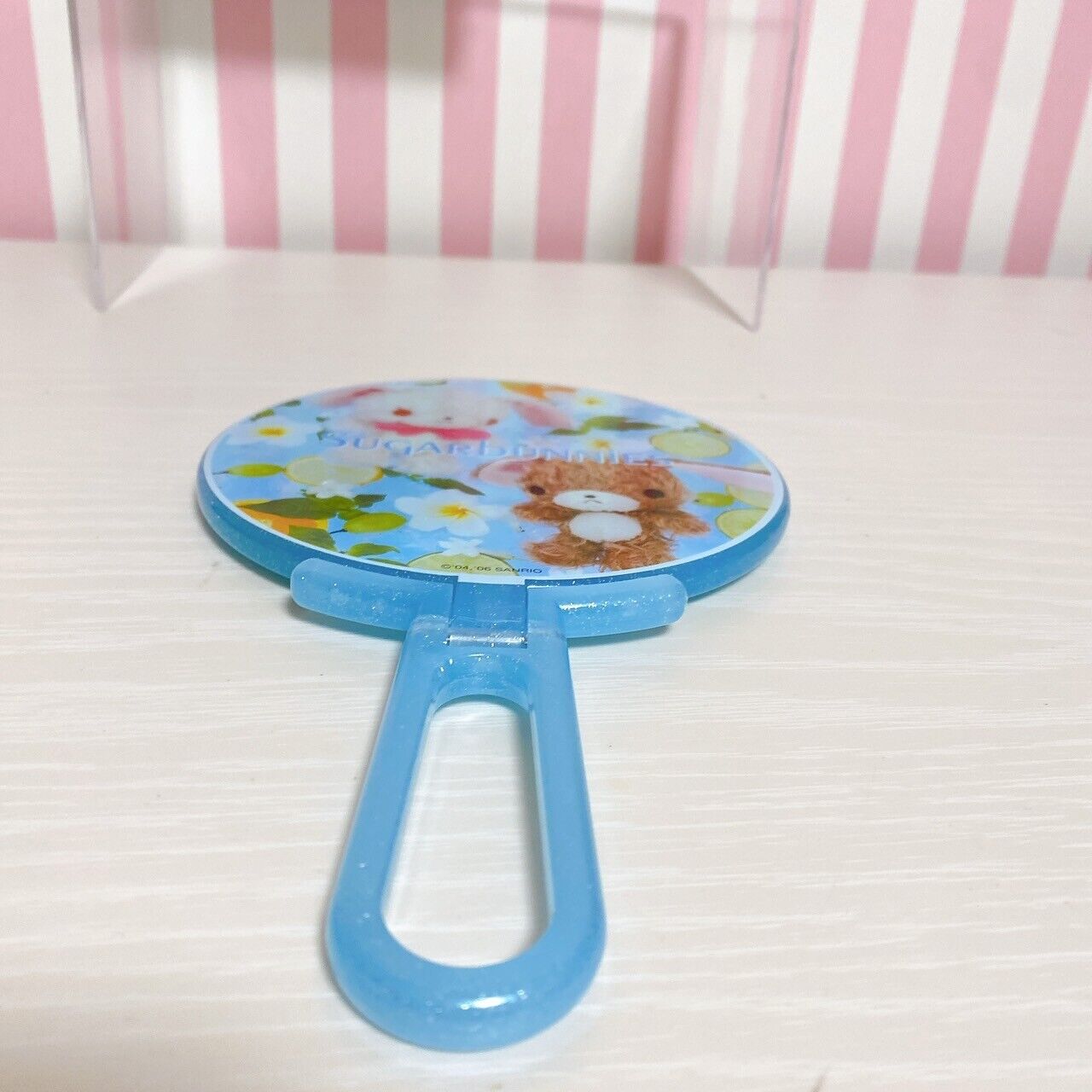 Sanrio Sugar Bunnies Hand Mirror Carrying Shirousa Kurousa Light Blue Girl Kids