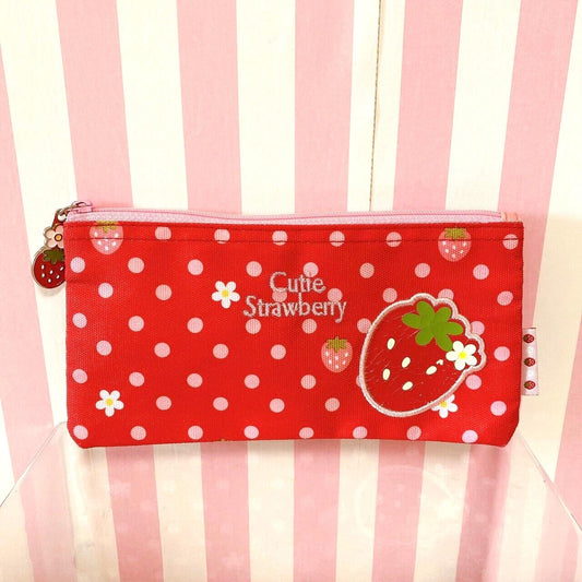 Mother Garden Strawberry Pencil Case Pouch Red Dot Plaid Cute Flower Kawaii Rare