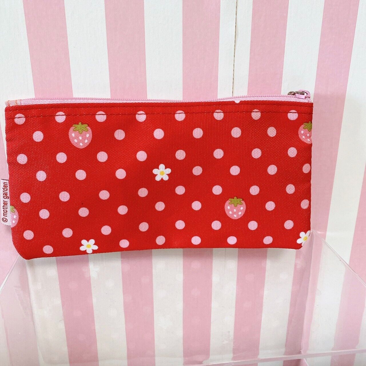 Mother Garden Strawberry Pencil Case Pouch Red Dot Plaid Cute Flower Kawaii Rare