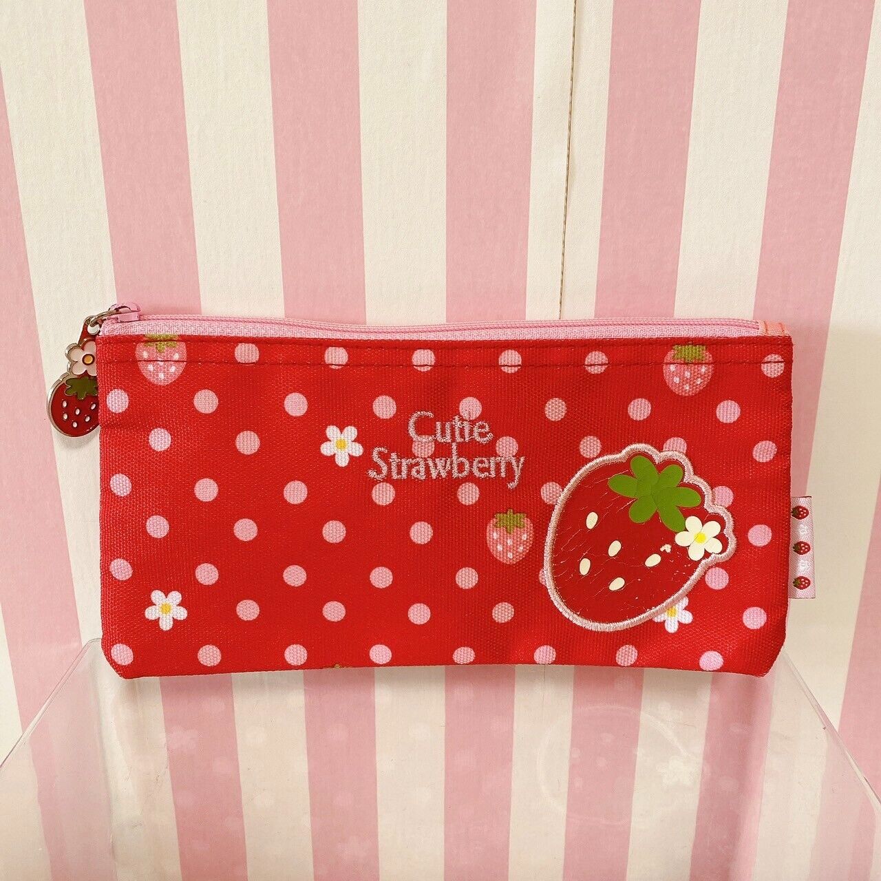 Mother Garden Strawberry Pencil Case Pouch Red Dot Plaid Cute Flower Kawaii Rare