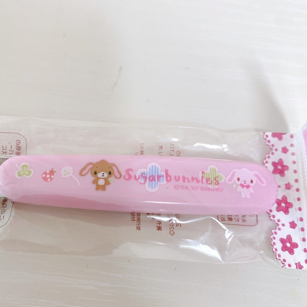 Sanrio Sugar Bunnies Spoon Case Set 2 Shirousa Kurousa Pink Clover Kawaii Rare