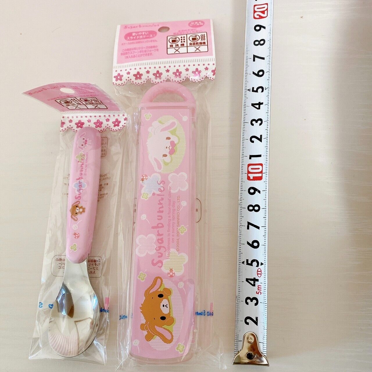 Sanrio Sugar Bunnies Spoon Case Set 2 Shirousa Kurousa Pink Clover Kawaii Rare