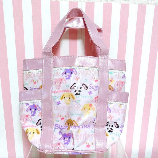 Sanrio Sugar Bunnies Drawstring Bag Tote Handbag Shirousa Kurousa Pink Rabbit