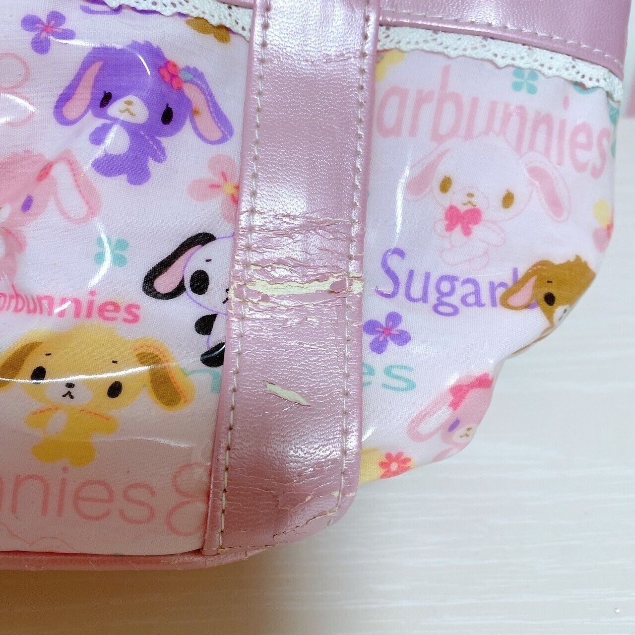 Sanrio Sugar Bunnies Drawstring Bag Tote Handbag Shirousa Kurousa Pink Rabbit