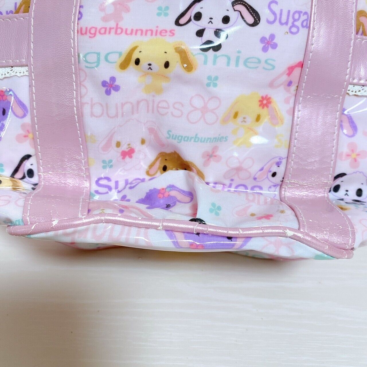 Sanrio Sugar Bunnies Drawstring Bag Tote Handbag Shirousa Kurousa Pink Rabbit