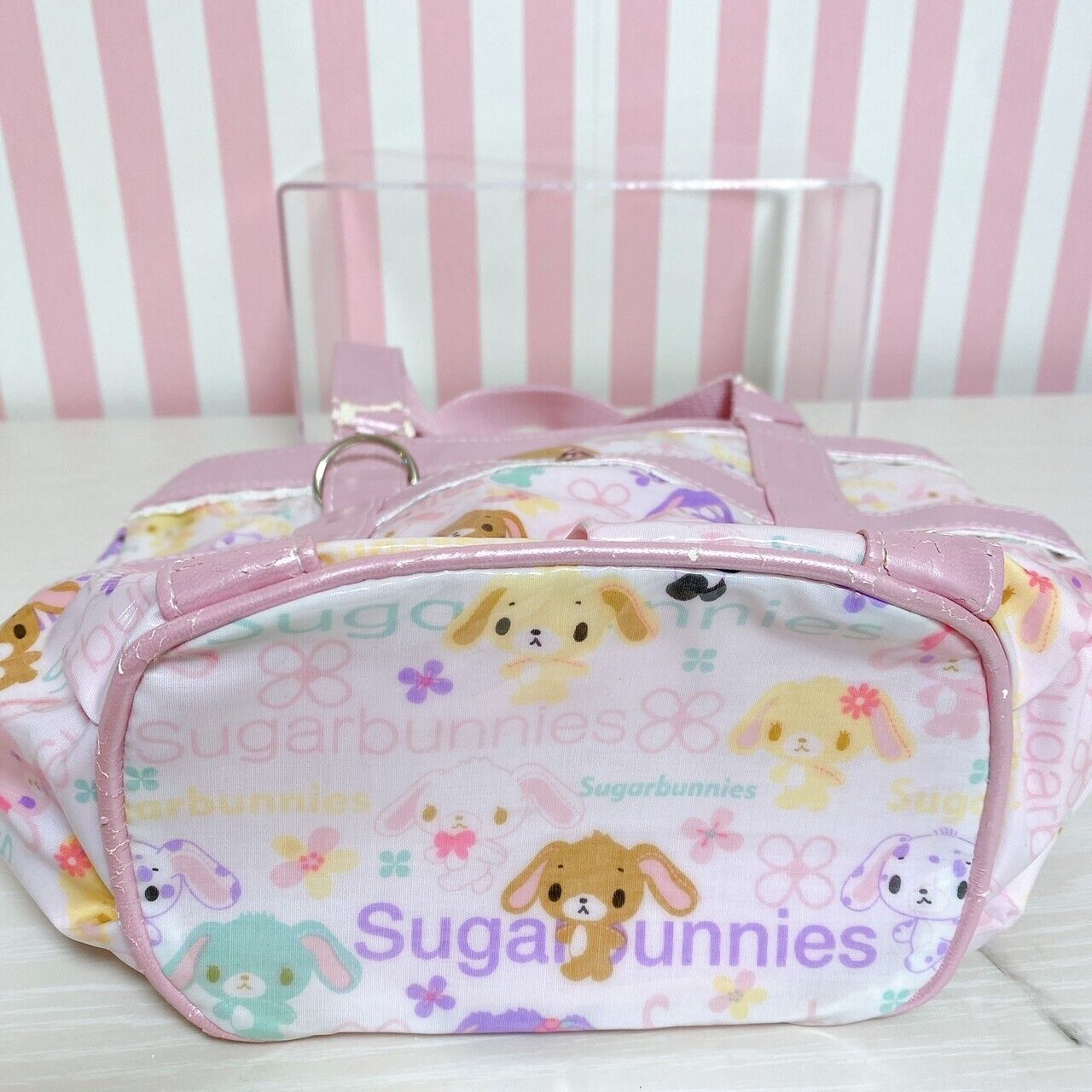 Sanrio Sugar Bunnies Drawstring Bag Tote Handbag Shirousa Kurousa Pink Rabbit