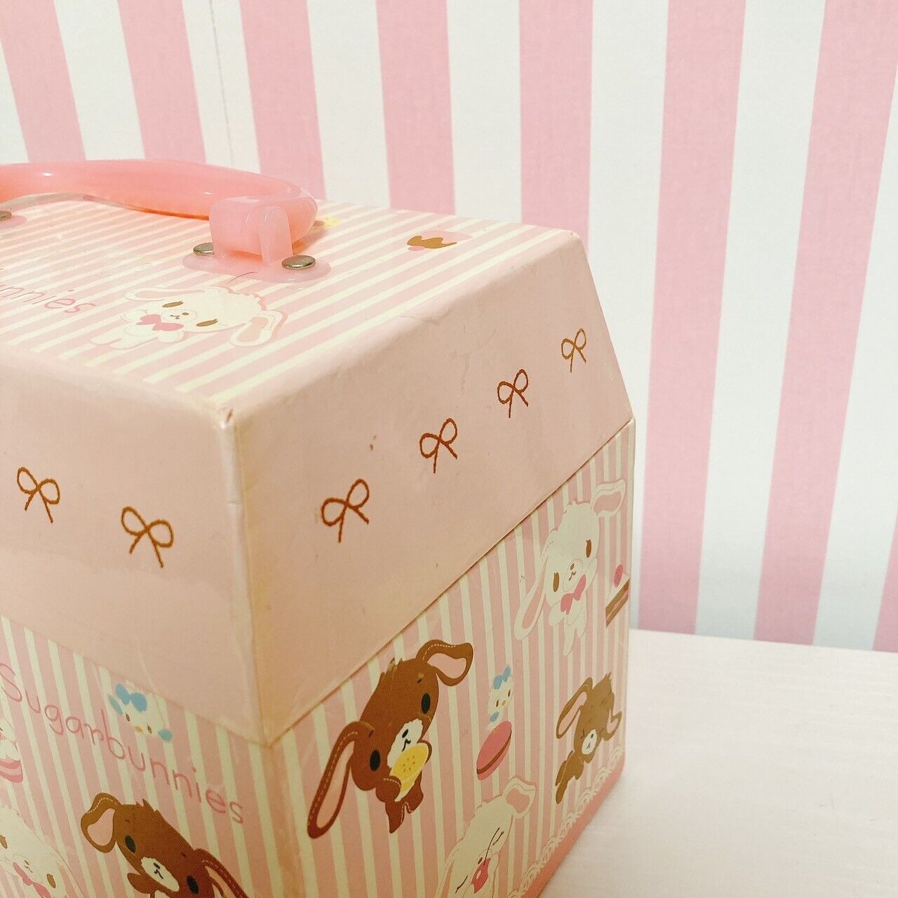 Sanrio Sugarbunnies Bunnies Box Case Paper Shirousa Kurousa Ribbon Pink Sweets