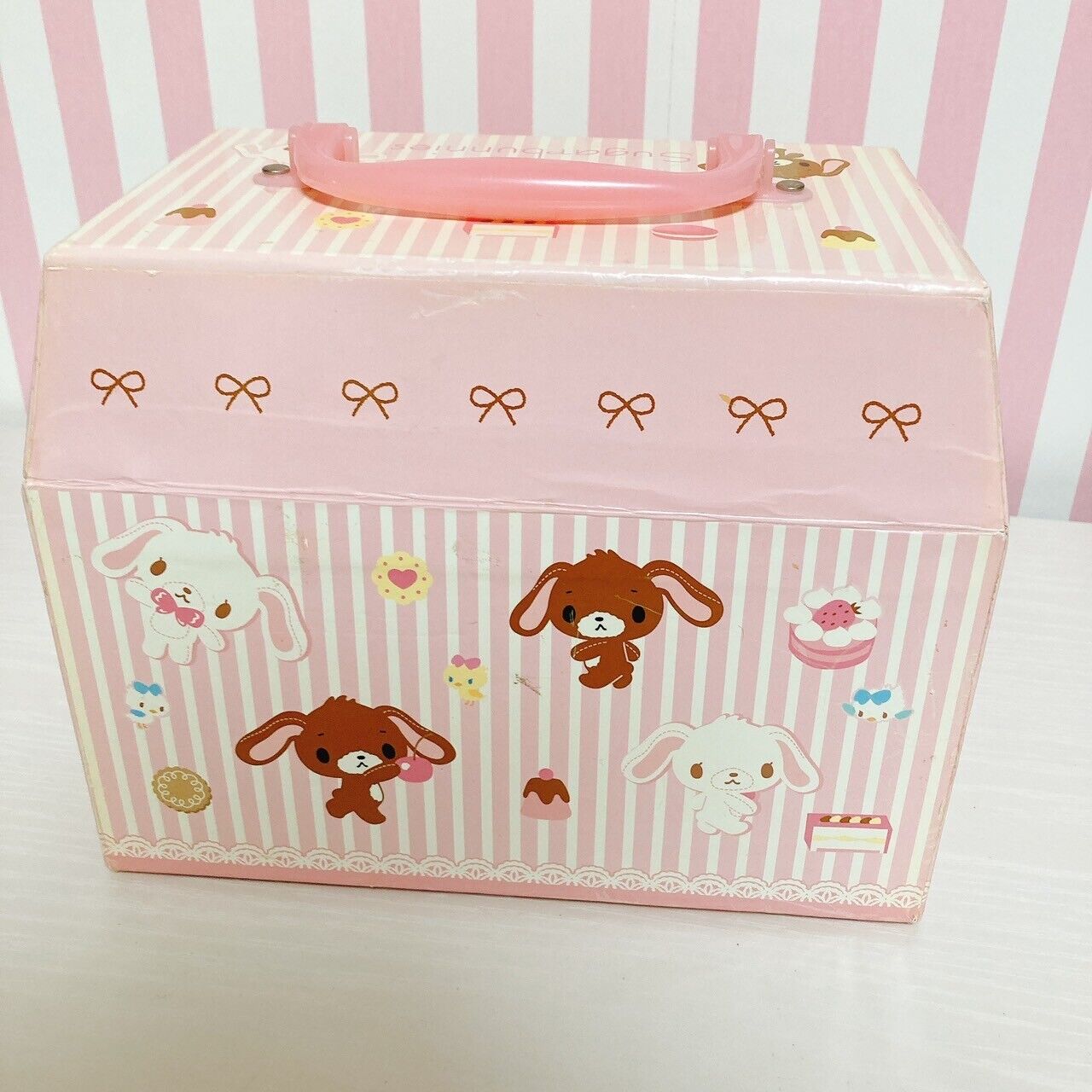 Sanrio Sugarbunnies Bunnies Box Case Paper Shirousa Kurousa Ribbon Pink Sweets