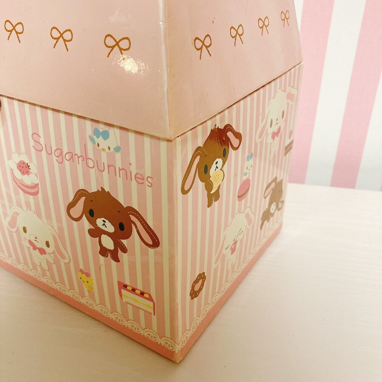 Sanrio Sugarbunnies Bunnies Box Case Paper Shirousa Kurousa Ribbon Pink Sweets